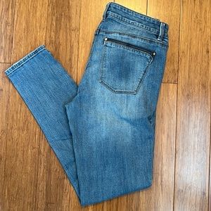 White House Black Market Skinny Jeans with Faux Leather Trim